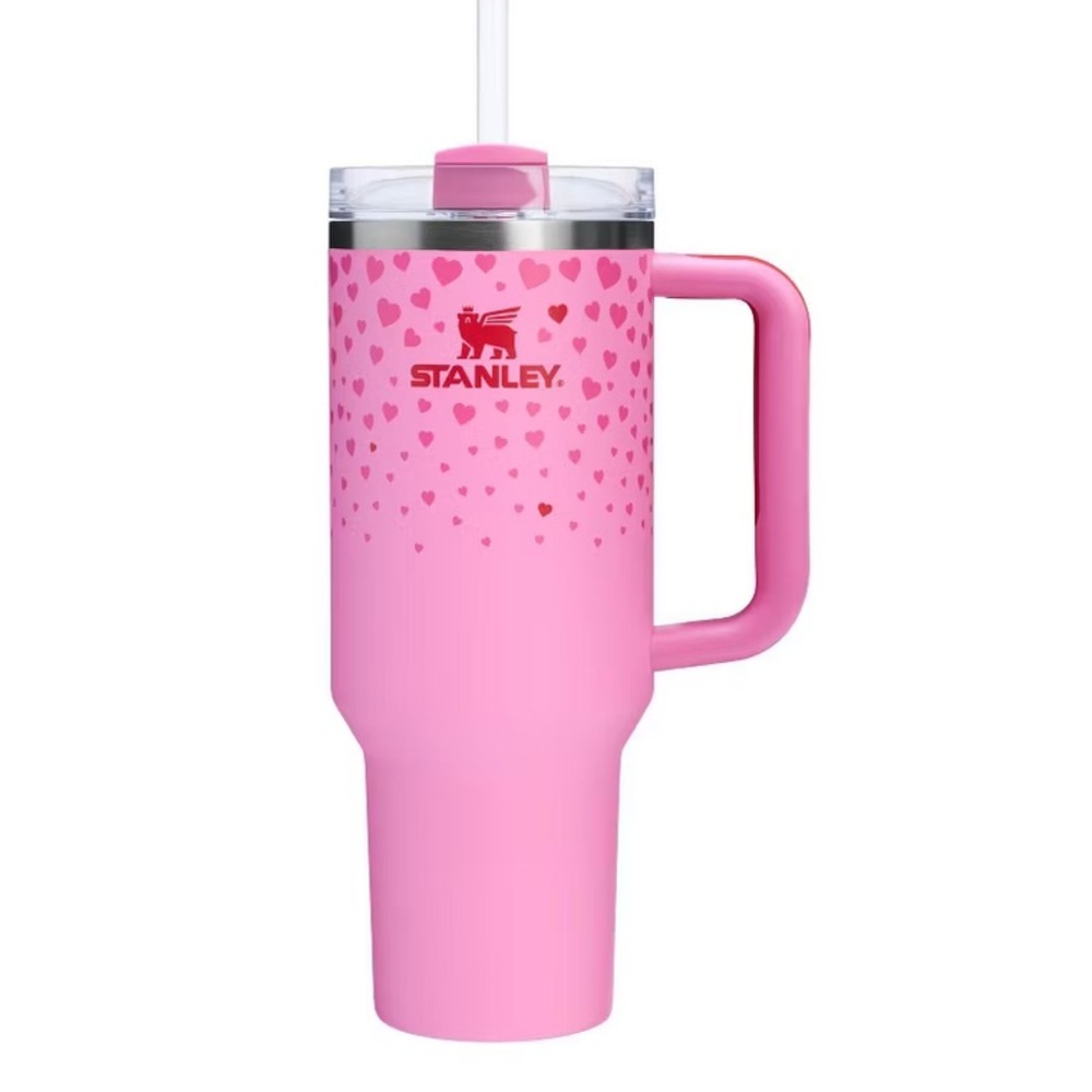 Stanley Cup Valentines Day 2025 Pink 40oz Mini Hearts H2.0 Flowstate Tumbler New